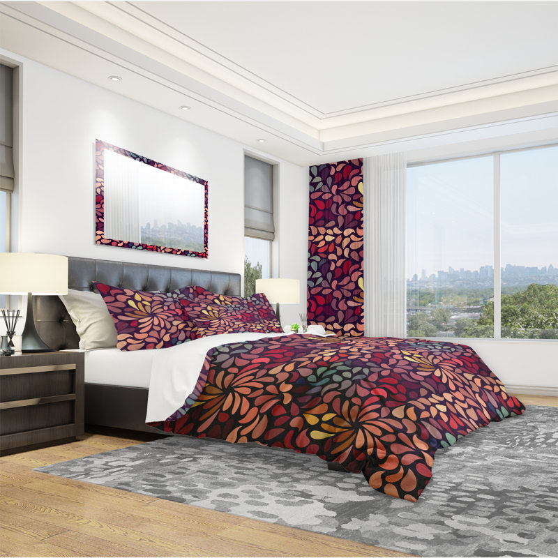Ensemble de housse de couette bohème et éclectique, Housse simple + 1 taie décorative