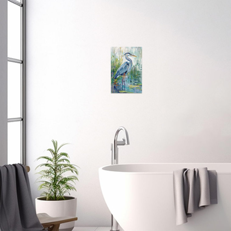 Blue Heron Unframed Canvas Wall Art  24" X 36"
