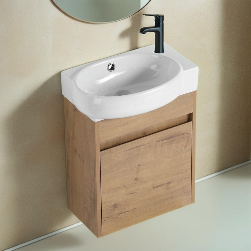 Meuble-lavabo simple avec plateau en céramique 16,82 po Hanf