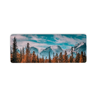 Tapis de souris de jeu, tapis de bureau avec bords cousus et base antidérapante, tapis de souris et clavier de jeu, idéal pour le bureau et la maison, épais, motif Montagnes Rocheuses, 40 x 90 cm. Tasse blanche offerte.
