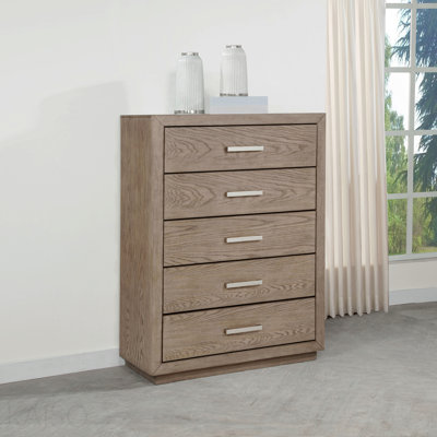 Brown 5-Drawer Bedroom Chest