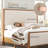 Behka Solid Pine Bed with Upholstered Headboard and Footboard,Brown-526151037-526151011