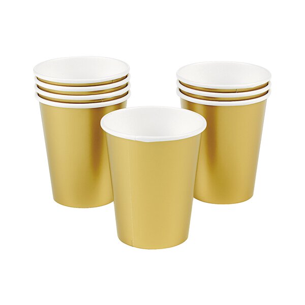 24 Gold 9 oz Honeycomb All Purpose Disposable Paper Drinking Cups