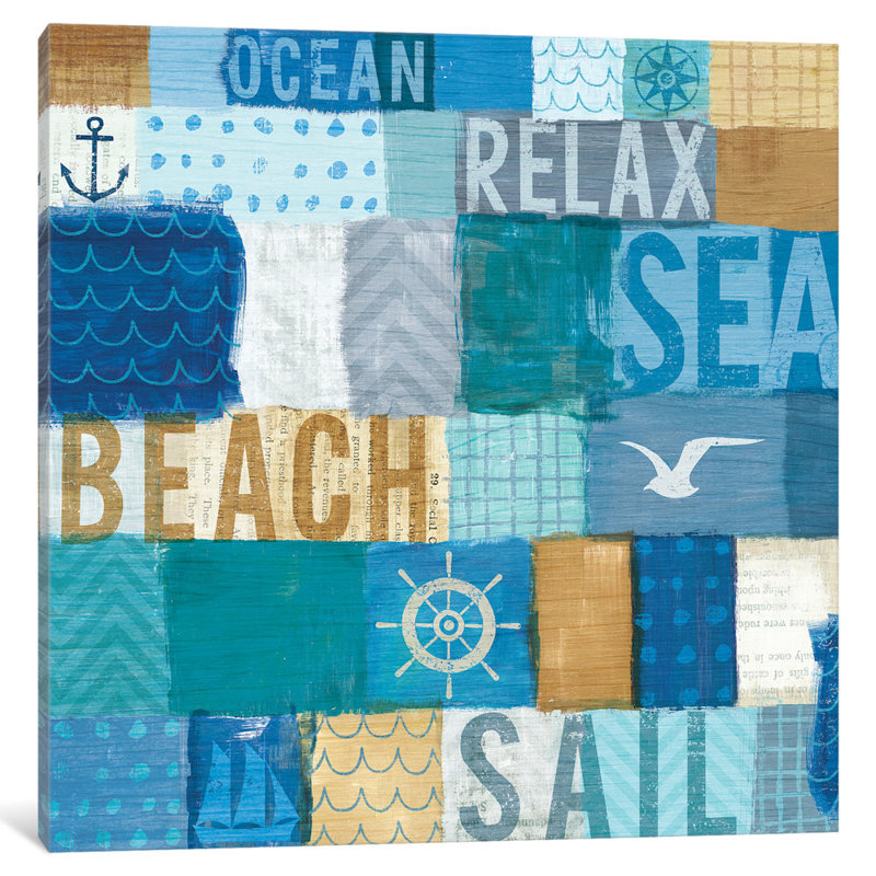 «Beachscape Series: Collage I», impression sur toile, H 37 po x l 37 po x P 1,5 po, Toile tendue, Pas de tapis