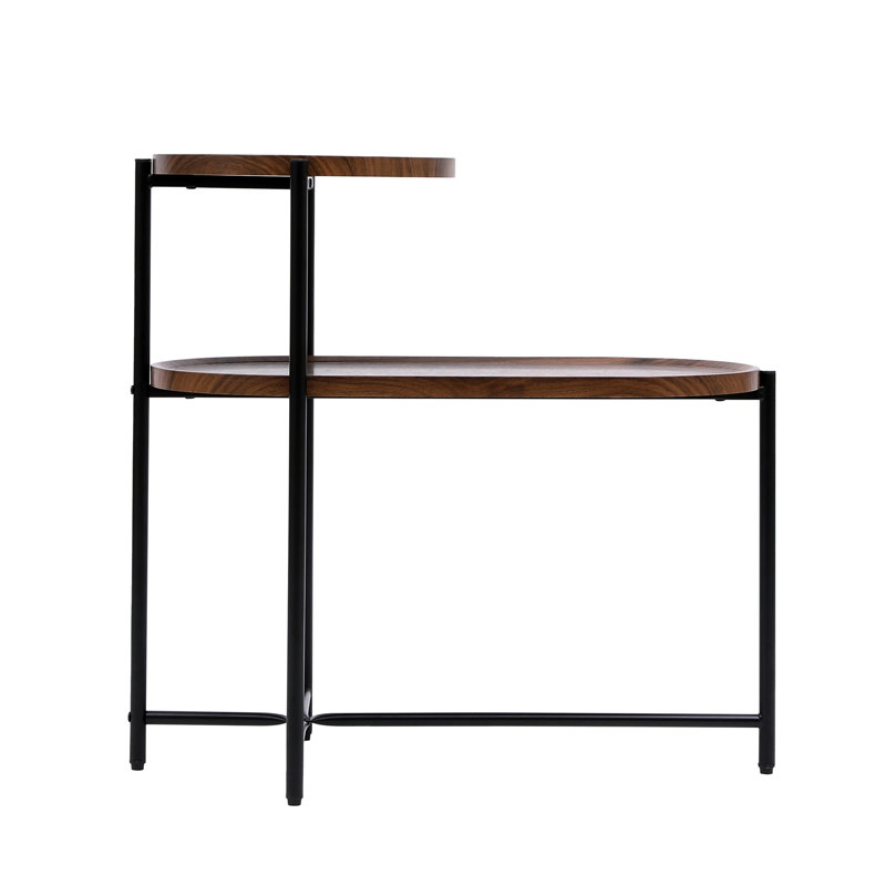 Small Coffee Tables 2-tier Modern Sofa Side Table with Wood Storage Shelf Living Room End Tables Nightstands (Walnut Brown)