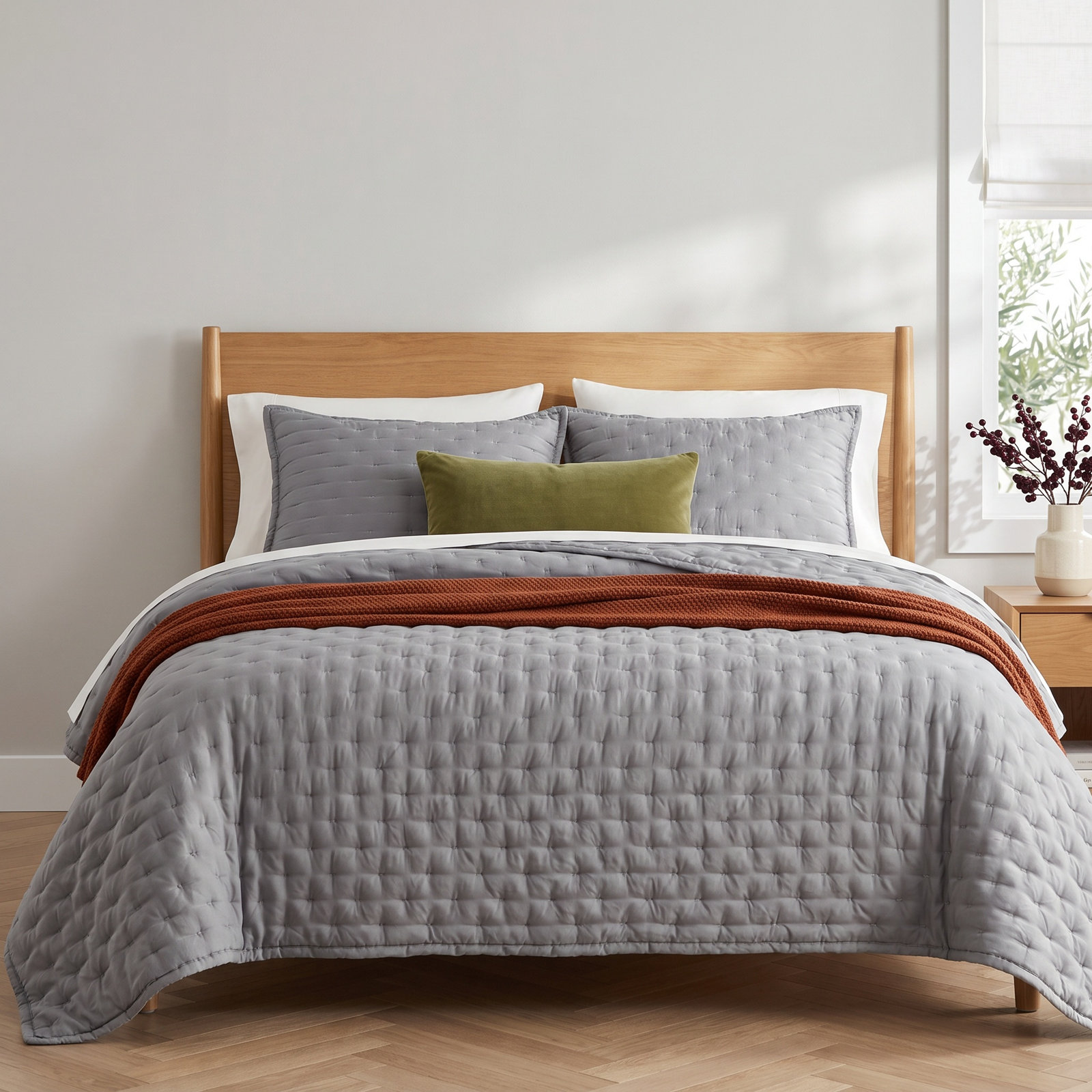 Riggi Lyocell Quilt Set, King Quilt, Gray