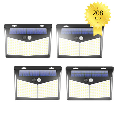 Count Per Pack 1 - Head LED Solar Powered Dusk to Dawn Outdoor Security Flood Light with Motion Sensor and Timer