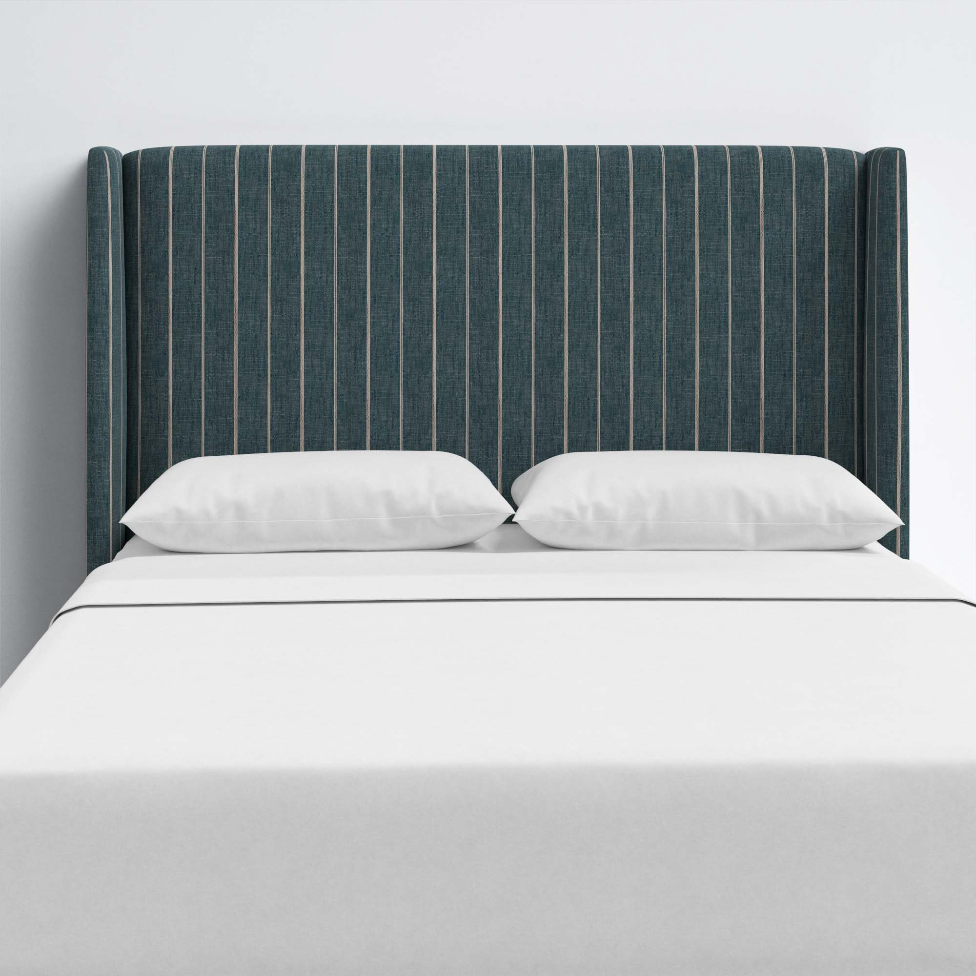 Tilly Upholstered Headboard, California King, Fritz Indigo Stripe