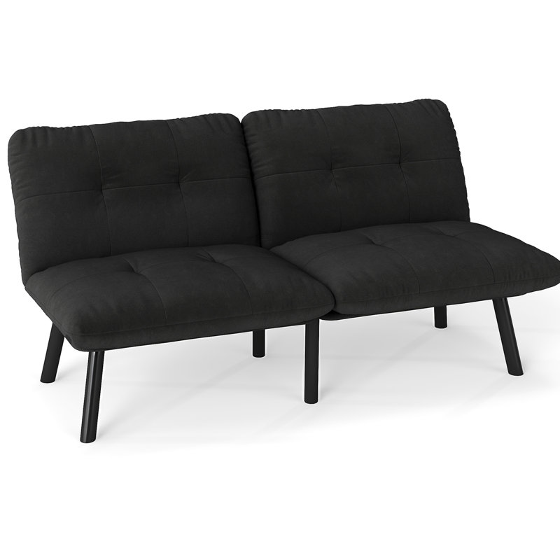 Lit convertible noir avec fonctionnalité multifonctionnelle, dossier réglable et coussins rembourrés de mousse pour des espaces de vie polyvalents Revêtement contemporain en velours pliant 2 places