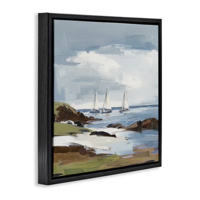 «Moody Clouds Over Sail Sailers», art mural sur toile flottante gris, design par Elara Yasna