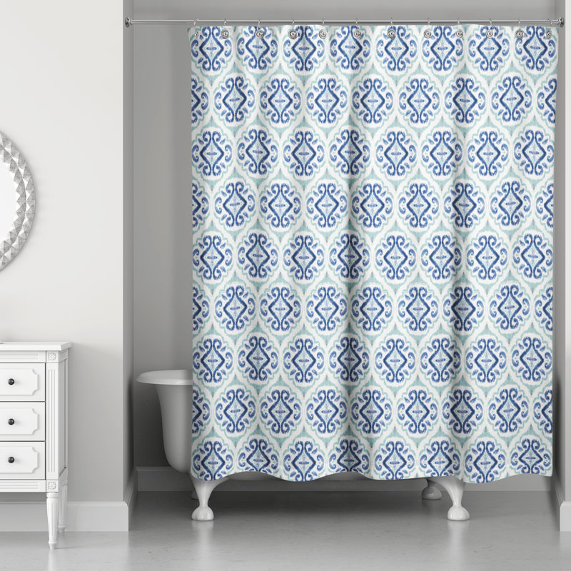 Langridge Geometric Single Shower Curtain, Blue Geometric 2