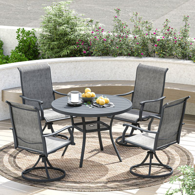 Eideen Round 4 - Person 41.7'' L Outdoor Dining Set -  Red Barrel StudioÂ®, 549AB083CF6D40418DF642554AC1EA02