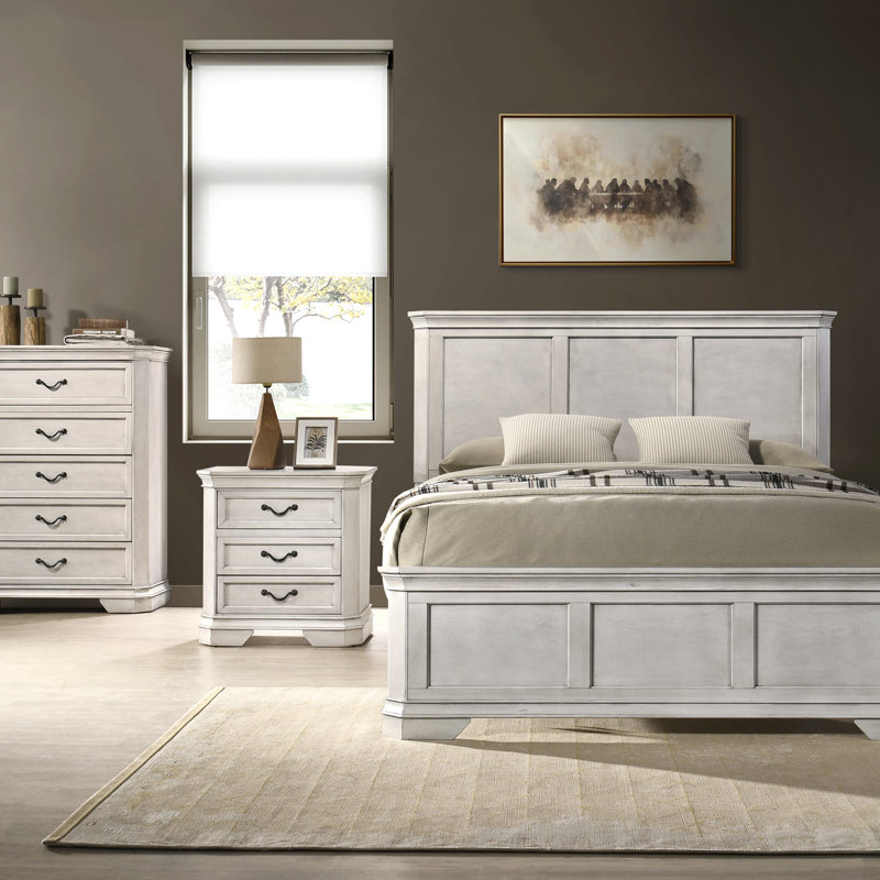 Ailany 6 Piece Bedroom Set, King, Antique White