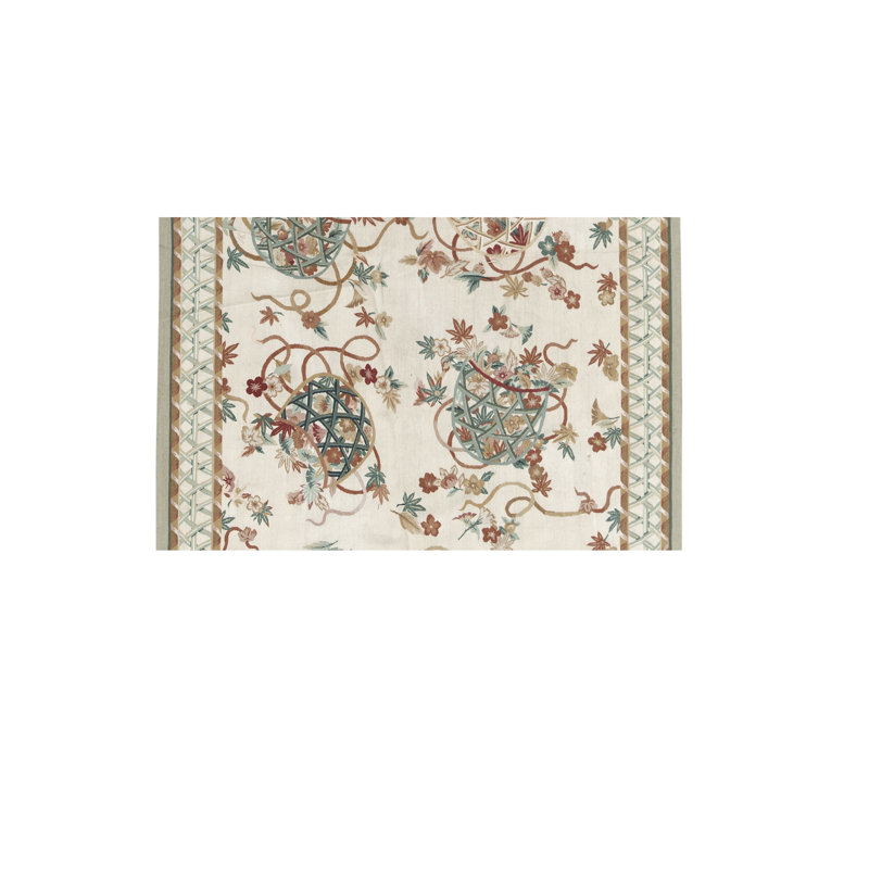 Tapis ivoire et beige noué à la main de haute qualité, Rectangle 5 pi 11 po x 9 pi