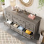 Ensemble de commode 3 pièces - commode 9 tiroirs et deux tables de chevet 2 tiroirs avec station de charge et DEL, gris délavé