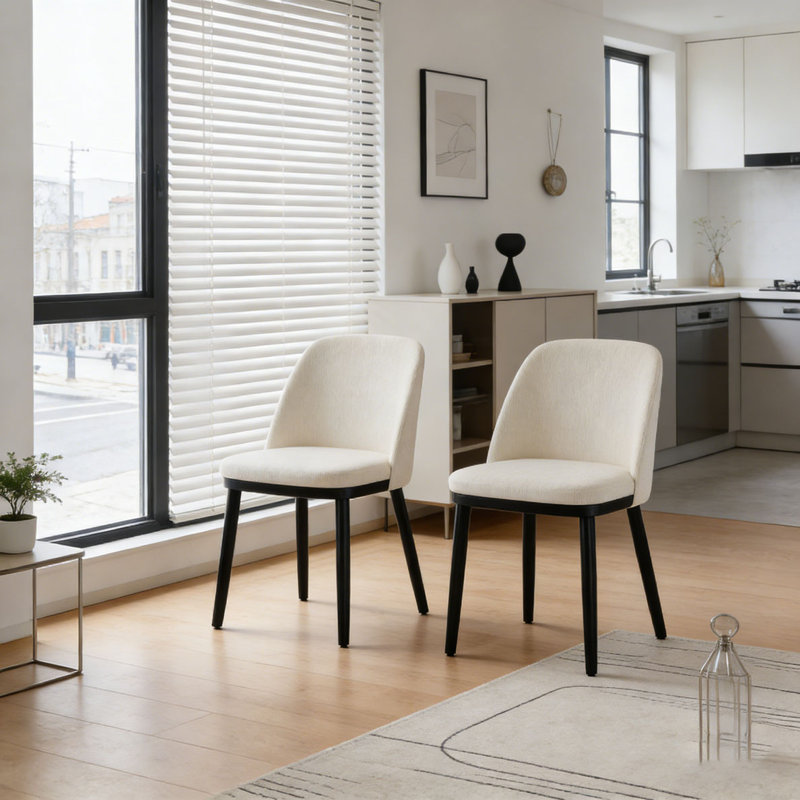 Ensemble de 2 chaises de salle à manger en bois massif, Beige