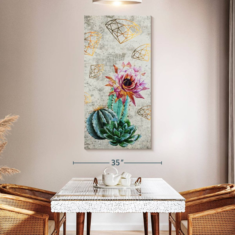 Fleur de cactus tendance, H 54 po x l 27 po