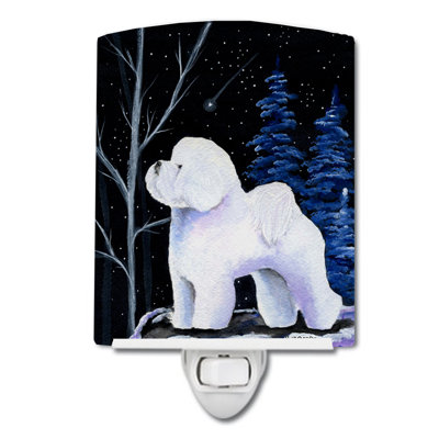 Éclairage de nuit en céramique starry bichon bichon frisé