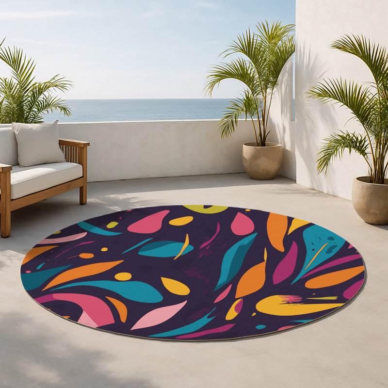 Tapis intérieur et extérieur Glow Circuit, Rond 5 pi