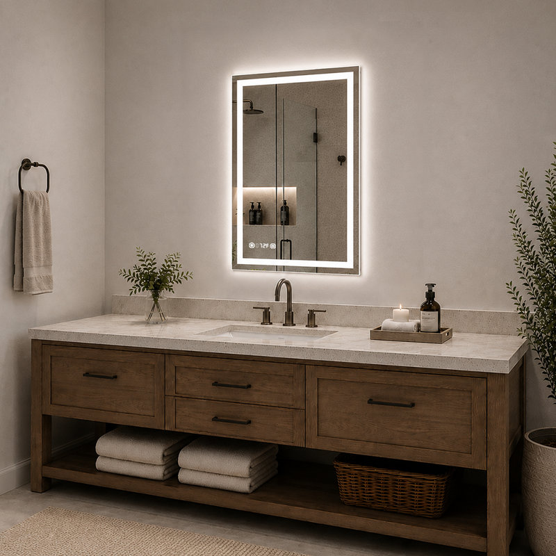 Miroir de salle de bain mural à DEL rectangulaire sans cadre l 20 po x H 30 po Currin, 20 po x 30 po