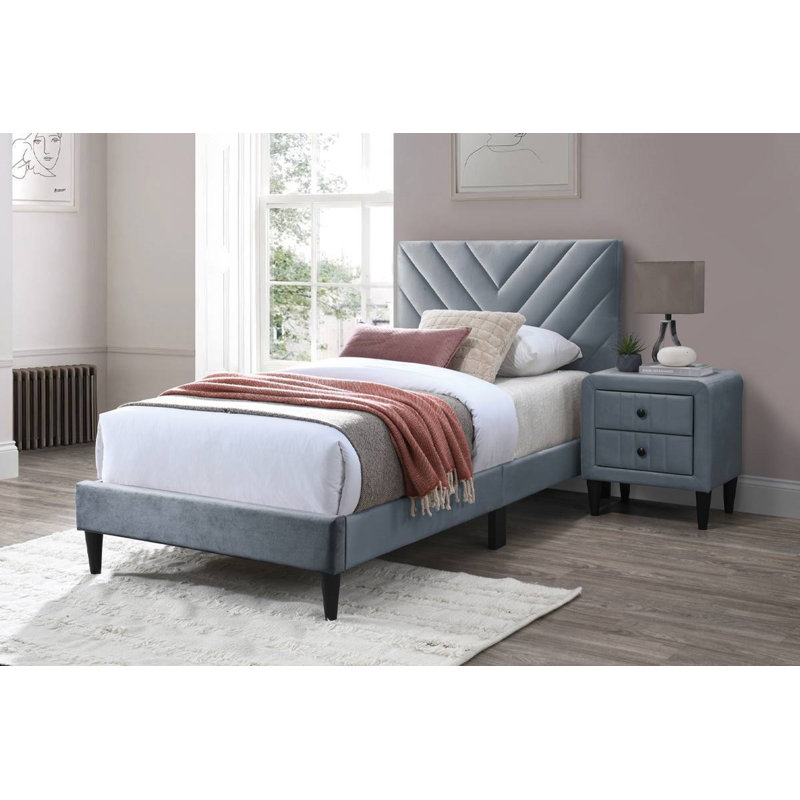 Lit simple Sylvia Tad, Double, gris