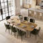 Ensemble de salle à manger extensible 9 pièces en placage de bois avec chaises à oreilles en chenille-1801064086