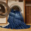 Tapis bleu foncé chic et lavable à la machine Pelico-1091665208