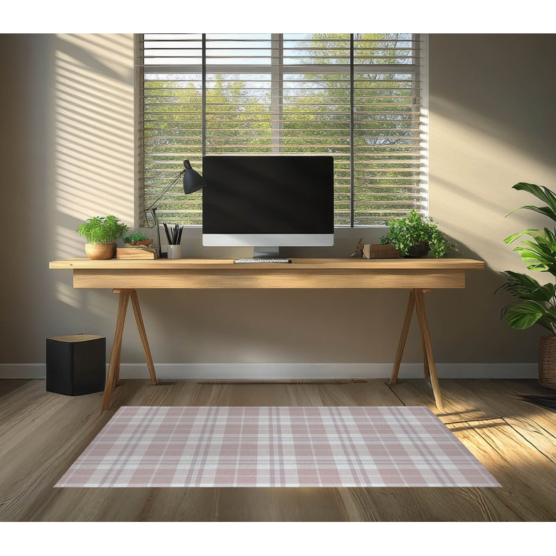 Tapis de bureau léger Tartan Block, L 7 pi x L 5 pi, Rose