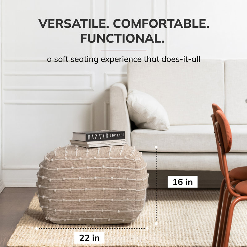 Basilio Upholstered Pouf, Brown