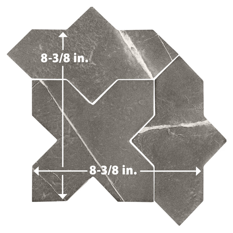 Istanbul Templar Shield With Cross 8-3/8 In. X 8-3/8 In. Porcelain Floor And Wall Tile Kit, Black/Beige