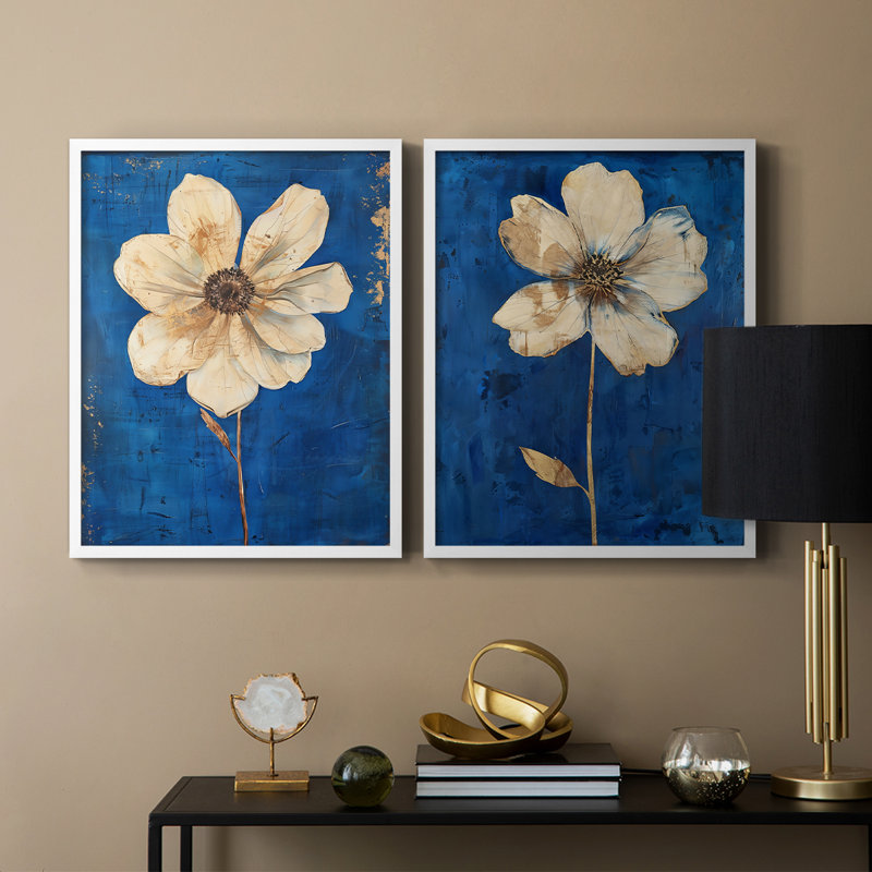 FLORAL Series LXVII-Premium Framed Print -Ready to Hang - No Nails Required - No Nails Required, Blanc, H 11 po x l 18 po