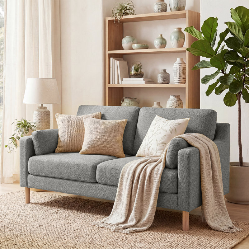59.8'' W Modern Upholstery Loveseat Boucle, Gray Boucle