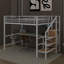 Lit mezzanine double en métal avec bureau, garde-robe et lumière DEL-1391901463