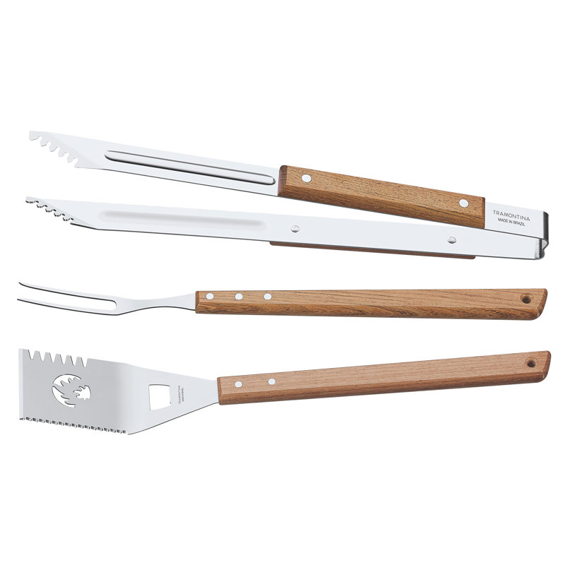 Tramontina Wooden Handle 3 Pcs. Barbecue Tools Set