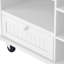Îlot de cuisine blanc avec armoire de rangement et roulettes verrouillables. Micro-ondes de bureau en bois massif pour la cuisine, la salle à manger et la salle de bain. 2 tiroirs et rangement réglable. Mouvement lisse 5. Option stationnaire