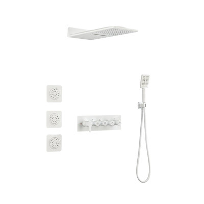 Système de douche murale à pluie et cascade avec douchette et jets pour le corps