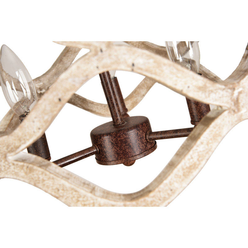 Lustre tambour 3 lumières de style bougie Killoren, Bois patiné