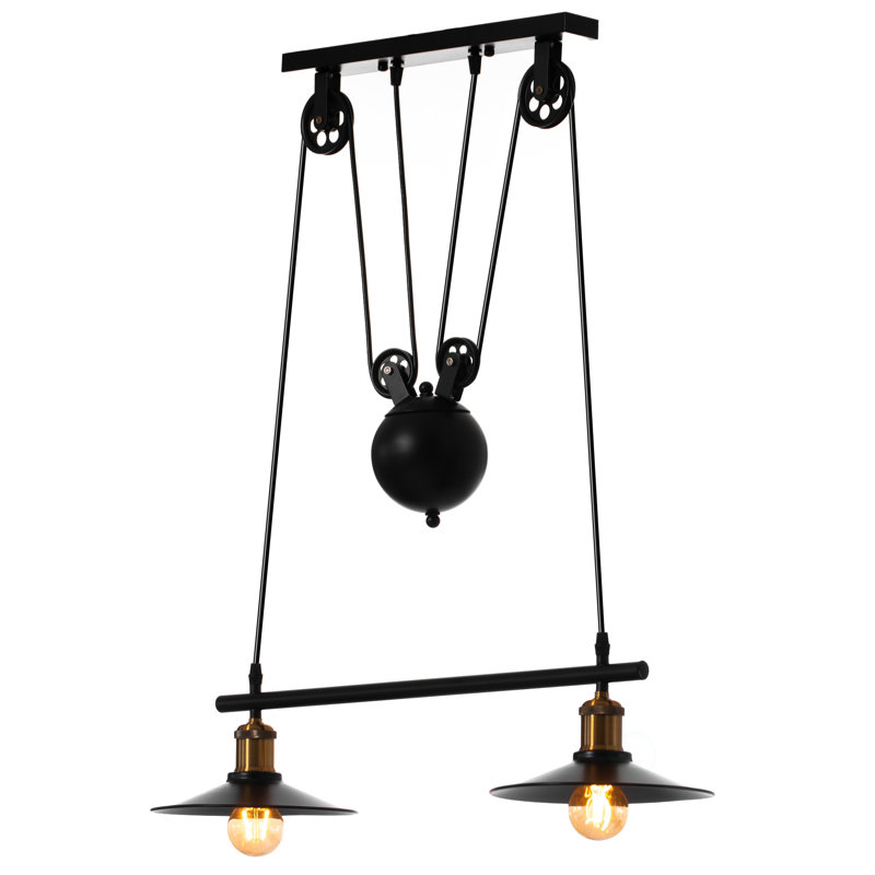 Luminaire suspendu de style moderne à 2 ampoules réglables, lustre noir