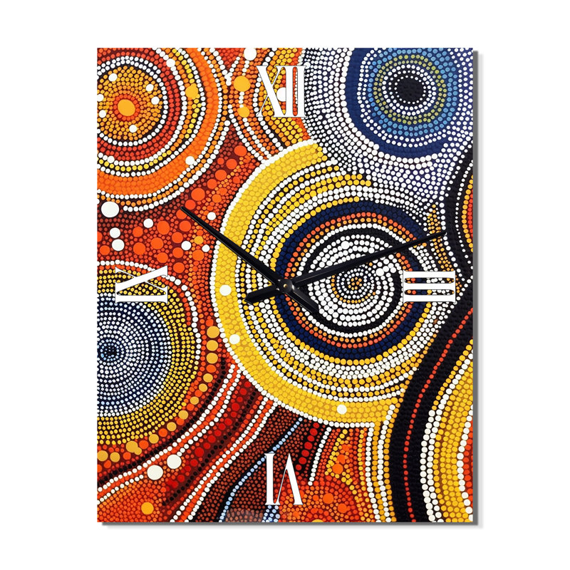 Compositions ambrées circulaires aborigènes VI - horloges murales transitionnelles, Grand