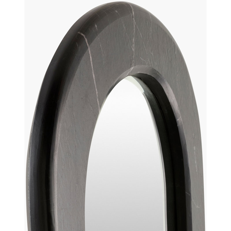 Roman Mirror, Black, Genuine Marble