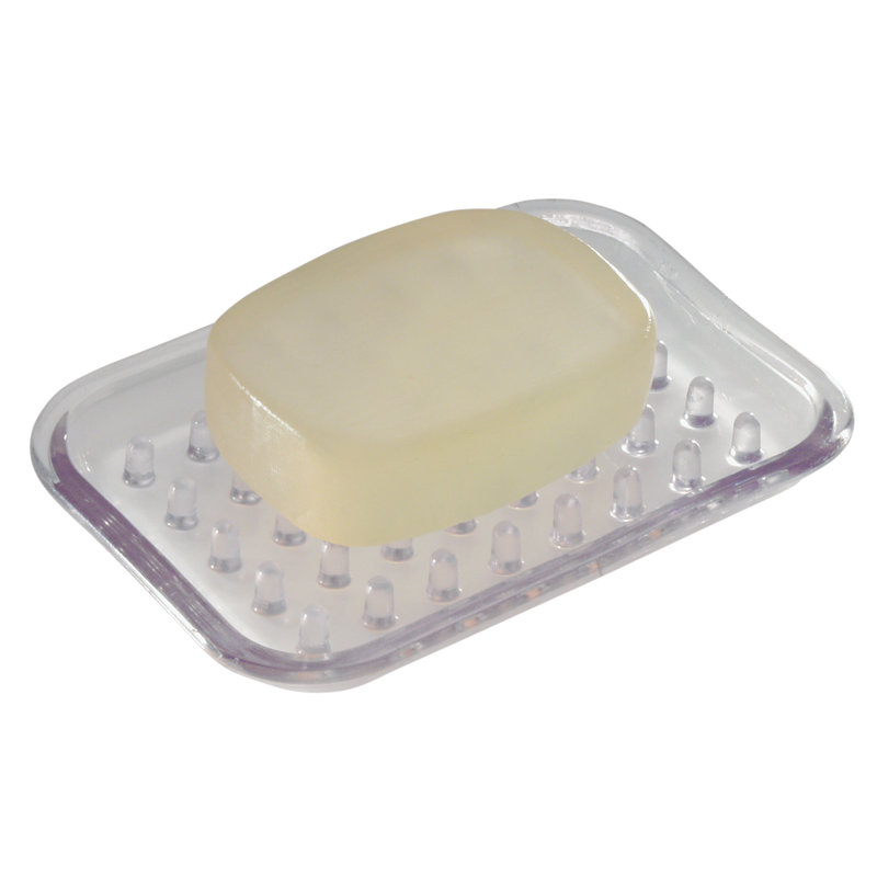 Clear Rectangular Plastic Soap Dish with Raised Bumps