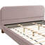 Structure de lit très grand en velours rose, lit épais de 4 pouces, pieds en bois d'hévéa brun, revêtement doux et facile à entretenir pour les côtés de la chambre à coucher, tissu de peau