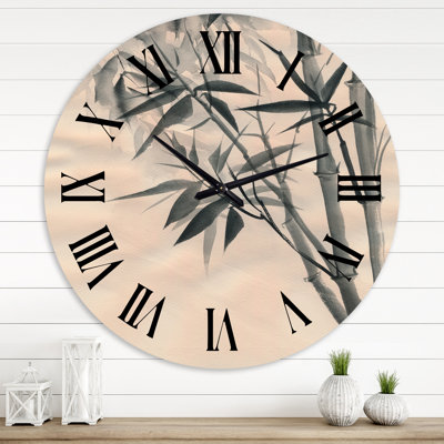 Vintage Monochrome Bamboo I - Traditional Wall Clock