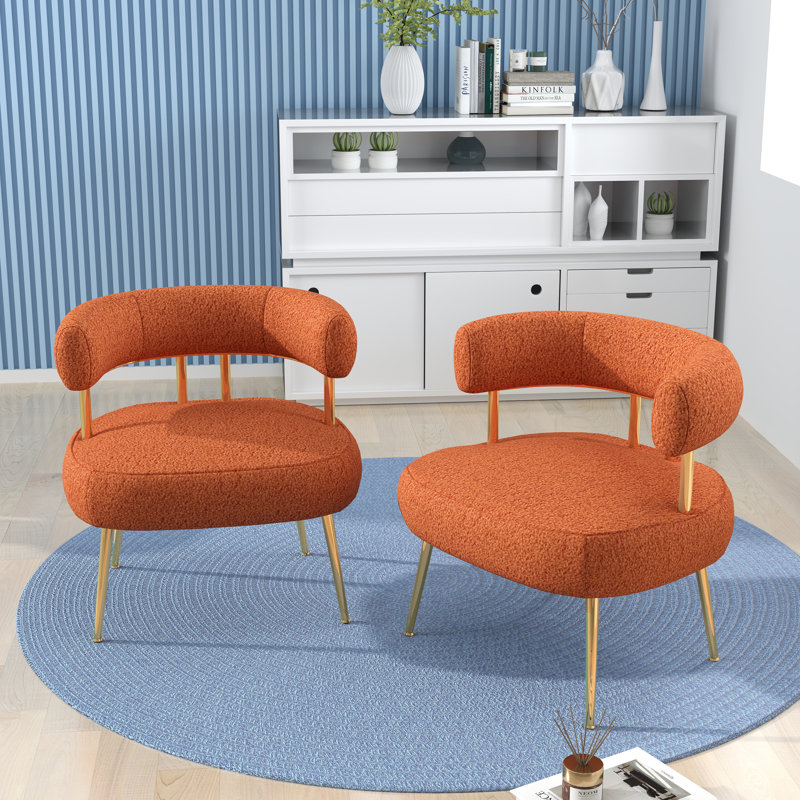 Upholstered Barrel Chair, Orange