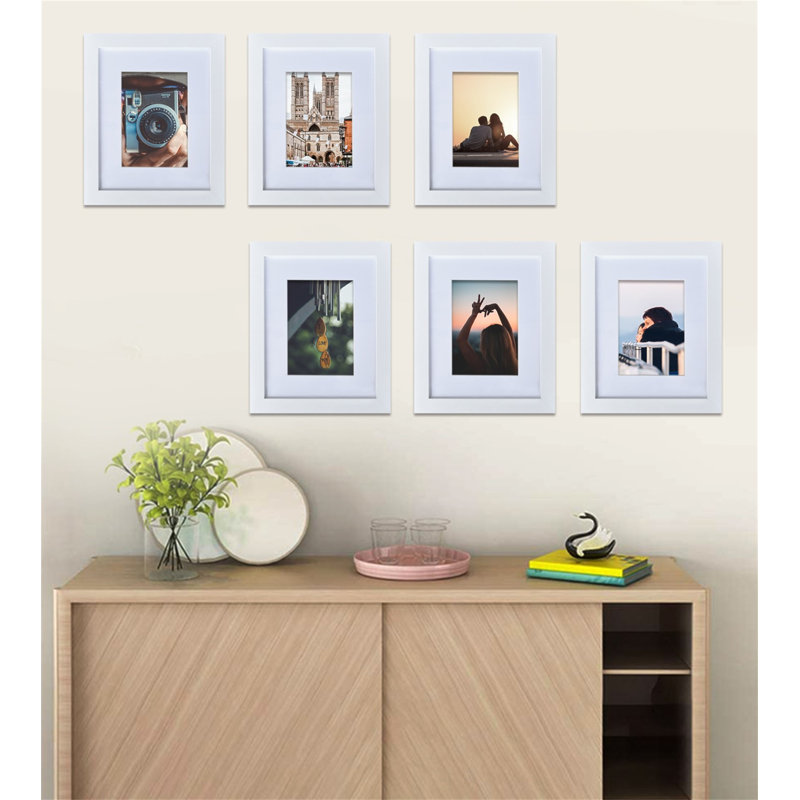 Cadre de photo en panneau de fibres à densité moyenne blanc, montage mural et plateau de table 8 po x 10 po, paquet de 6