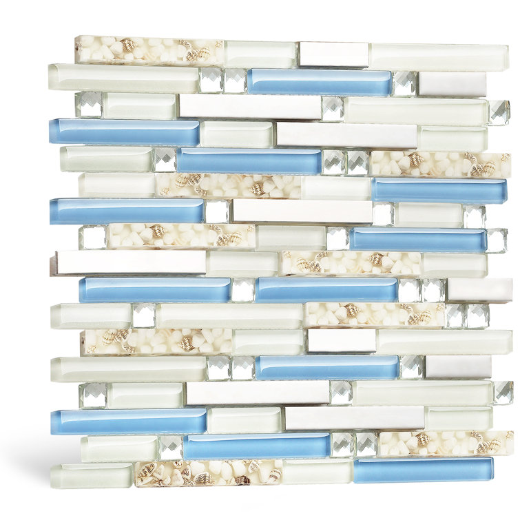 Glass/Seashell Linear Mosaic Wall Tile