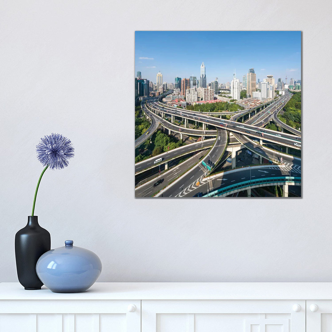 Intersection Road, Shanghai, China by Jan Becke - Wrapped Canvas Print
