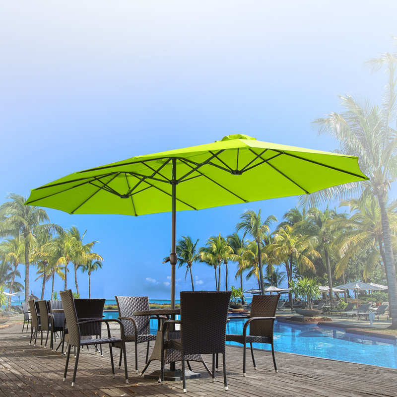 Parasol à double face pour patio extérieur, Vert