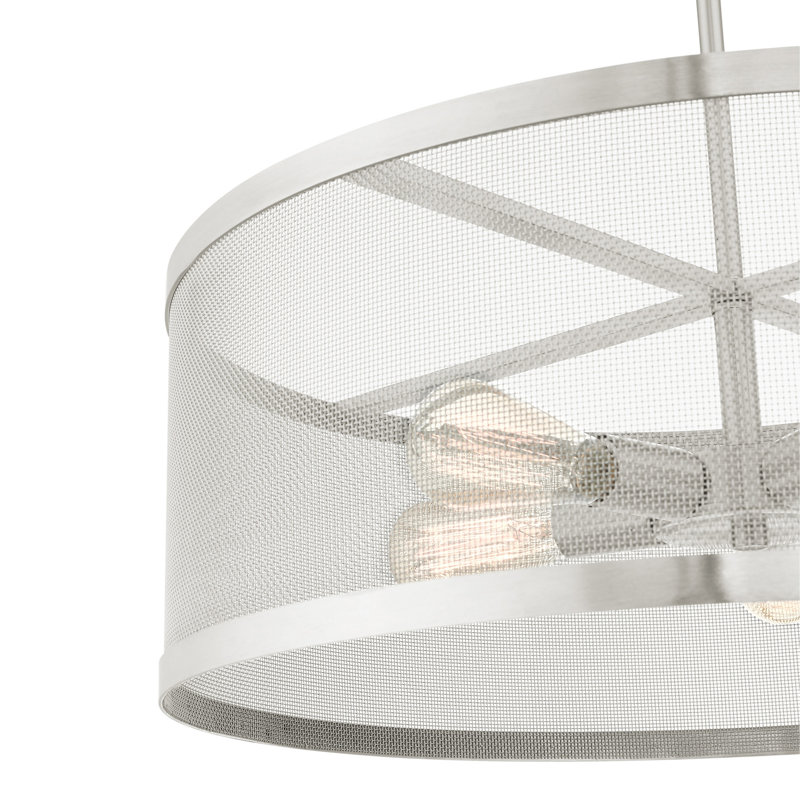 Lustre tambour Spoutnik à 5 lumières Emilia, Nickel brossé