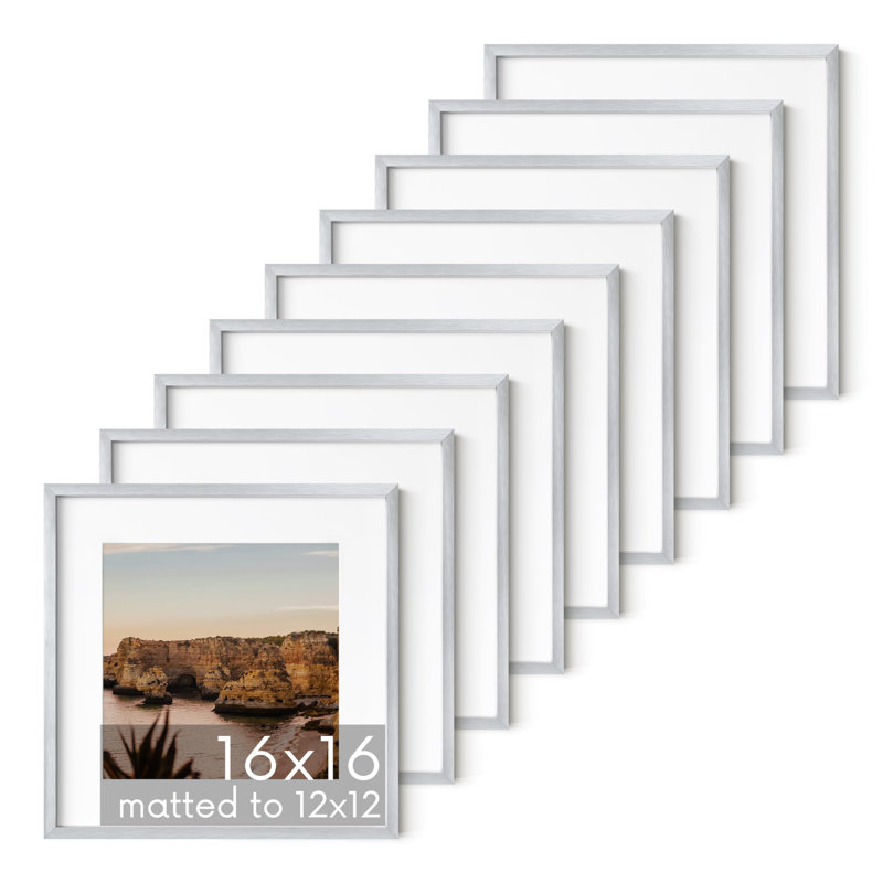 Cadre photo en bois, Argent argent, Métal métal, L 16 po x H 16 po